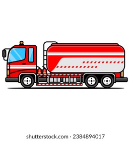 ilustración vectorial de un camión cisterna rojo