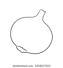 Vector illustration of a red onion in hand-drawn black sketch style. Doodle icon.