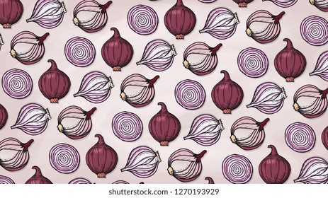 Ilustración vectorial del estilo de esbozo del patrón de cebolla roja