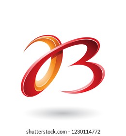 Vector Illustration of Red and Orange 3d Curly Letters A and B isolated on a White Background