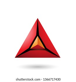 Vector Illustration of Red and Orange 3d Pyramid Icon isolated on a white background