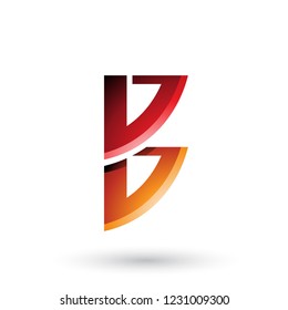 Vector Illustration of Red and Orange Bow Like Shape of Letter B isolated on a White Background