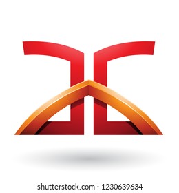 Vector Illustration of Red and Orange Bridged Letters of A and G isolated on a White Background