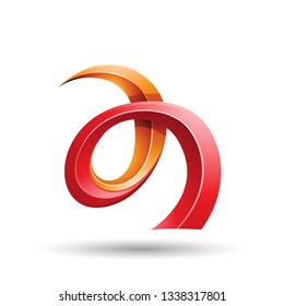 Vector Illustration of Red and Orange Curled Ivy Like Letter A Icon