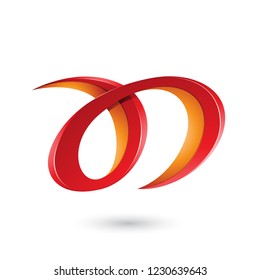 Vector Illustration of Red and Orange Curvy Letter A and D isolated on a White Background