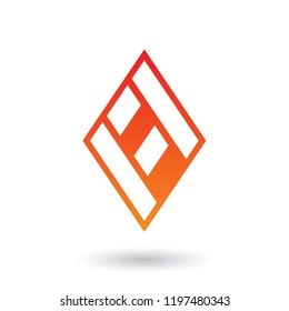 Vector Illustration of Red and Orange Diamond Shaped Letter A isolated on a White Background