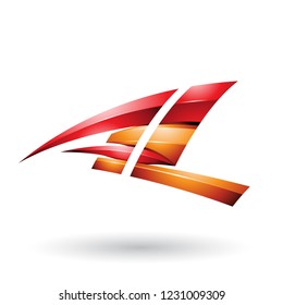 Vector Illustration of Red and Orange Dynamic Glossy Flying Letter A and L isolated on a White Background