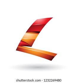 Vektorgrafik des roten und orangefarbenen dynamischen glänzenden Buchstabens L einzeln auf weißem Hintergrund