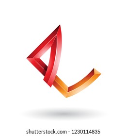 Vector Illustration of Red and Orange Embossed Letter E with Bended Joints isolated on a White Background