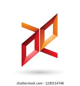 Vector Illustration of Red and Orange Frame Like Letters of A and E isolated on a White Background