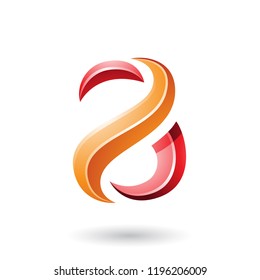 Vector Illustration of Red and Orange Glossy Snake Shaped Letter A isolated on a White Background
