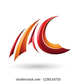 Vector Illustration of Red and Orange Glossy Flying Letter A and C isolated on a White Background