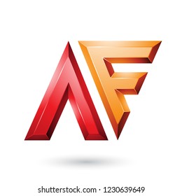 Vector Illustration of Red and Orange Glossy Dual Letters of Letters A and F isolated on a White Background