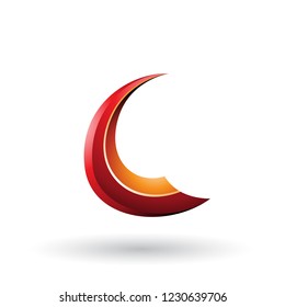 Vector Illustration of Red and Orange Glossy Flying Letter C isolated on a White Background