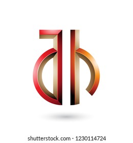 Vector Illustration of Red and Orange Key-like Symbol of Letter A and H isolated on a White Background