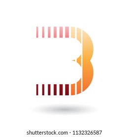 Vector Illustration of a Red and Orange Letter B Icon with Vertical Stripes isolated on a White Background