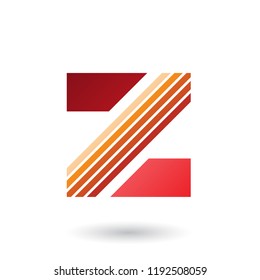 Vector Illustration of Red and Orange Letter Z with Thick Diagonal Stripes isolated on a White Background