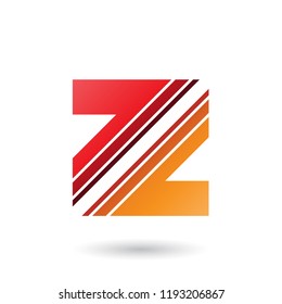 Vector Illustration of Red and Orange Letter Z with Diagonal Stripes isolated on a White Background