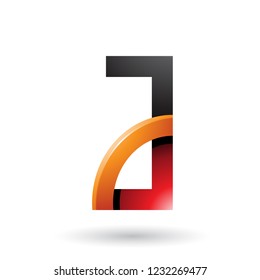 Ilustración vectorial de la letra roja y naranja A con un círculo de cuarzo brillante aislado en un fondo blanco