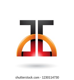 Ilustración vectorial de las letras rojas y naranjas A y G con un círculo medio brillante aislado en un fondo blanco