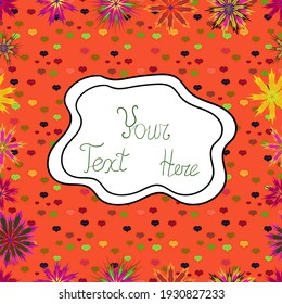 Vector illustration. Red, orange and white on colors. Abstract doodles pattern. Cute fabric pattern. - stock. Nice background.