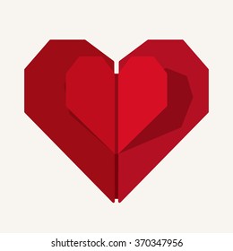 Vector illustration: red origami heart symbol for Valentine's Day decoration