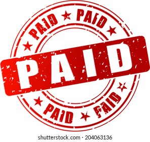Vector illustration of red paid stamp icon