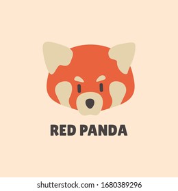Vector illustration of red panda cartoon style on pastel background.