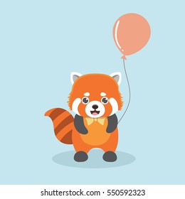 Vector illustration of red panda cartoon style.