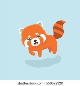 Vector illustration of red panda cartoon style.