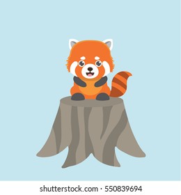 Vector illustration of red panda cartoon style.