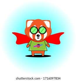 vector illustration of a red panda with glasses and robes.