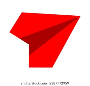 Vector illustration of red paper airplane icon on white background.