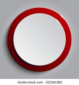 Vector Illustration Of Red Paper Circle Notes. Empty Label Round Sticker, Tag. Blank Templates Of A Price Tags. Mockup For Your Business Presentation. Abstract Background, Banner, Card.
