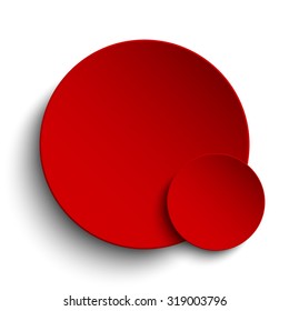 Vector illustration of red paper circles notes. Empty label round sticker, tag. Blank templates of a price tags. Mockup for your business presentation. Abstract background, banner, card.