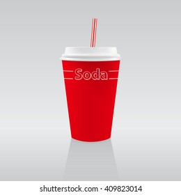 Vector illustration: Red paper cup of soda