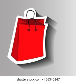 vector illustration of red paper shopping bag