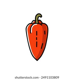 vector illustration of red paprika in minimalist and flat style isolated on white background