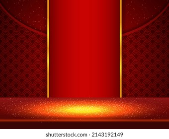 Vector illustration red pattern background with sparkle stage shine floor