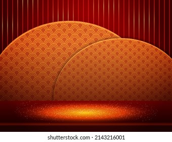 Vector illustration red pattern background with sparkle stage shine floor