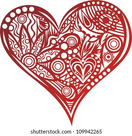 Vector illustration of red pattern heart