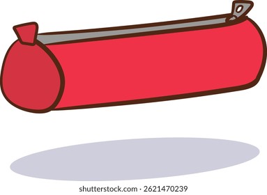 Ilustração vetorial de uma caixa de lápis vermelho isolada sobre um fundo branco.