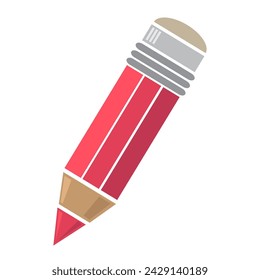 Vector illustration with red pencil isolated on white background.
