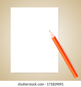 Vector illustration of red pencil with paper page for your business, web design