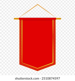 Vector illustration of red pennant flag on transparent background