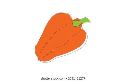 Vector illustration of red pepper - ripe vegetable, organic food. Icon, logo template for many purposes isolated on white background.