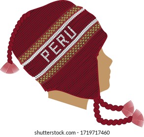 Vector Illustration red  peruvian cap - Chullo Peru