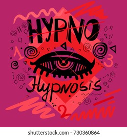 Vector illustration  in red and pink colors with elements of lettering