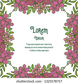 Vector illustration red and pink flower frame for greeting card romantic hand drawn