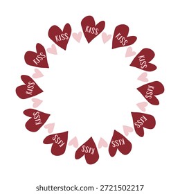 Vektorgrafik von roten und rosa handgezeichneten Herzen Kreisrahmen. Valentinstag romantischen Rahmen, Herzen Kranz perfekt für Grußkarten und Hochzeitseinladungen.